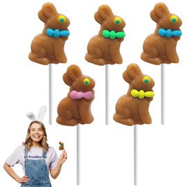 Fruidles Chocolate Flavored Easter Bunny Lollipops Suckers, Colorful Easter Eggs, Fat-Free, Individually Wrapped Easter Pops (24-Pack)