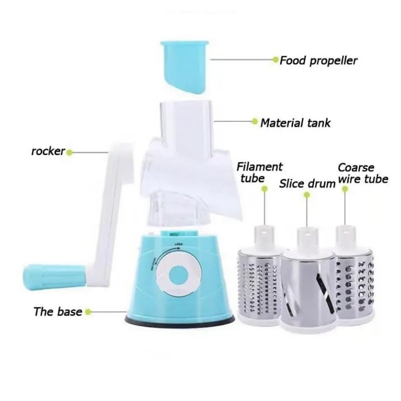 SIZAH Black Cheese and Vegetable Grater with 3 Blades –