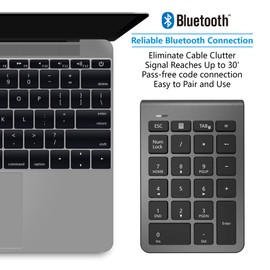 Cateck Ziffernblock Bluetooth, Nummernblock Numpad Bluetooth Ziffernblock mit 22 Tasten und Mehreren Tastaturkürzeln für Computer/Notebook/Laptop/Desktop/Tablet, Cool Grey