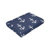 Navy Blue Nautical Anchor Pattern Flannel Fleece Throw Blankets for