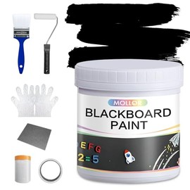 Chalkboard Paint Black Chalk Board Paint for Wall, Wood, Metal, Glass, Plaster Boards Sign, Frame or Any Surface, Use with Chalk Pen Wet Erase, Non-Toxic, Quick-Dry - 500g, 16Oz Cover 65 sf