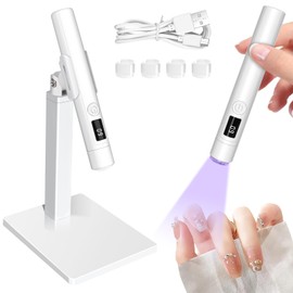 VMUTGA UV Lamp for Gel Nails, Portable Mini UV Nail Lamp with Stand and 4 Silicone Heads, Rechargeable, 2 Time Keeping Modes, for Gel Nail Polish, for Quick Curing of Nail Glue Nail Tips