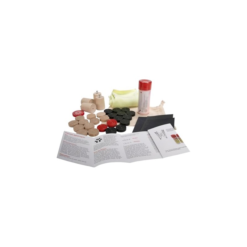 Carrom Accessory Set for All Standard Boards: Carrom Stones, Powder,