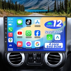 4Core+64GB ROM 10.2 Inch Car Radio for Jeep Wrangler JK 2007-2017: 5G WiFi 1280 * 800 HD Touchscreen for Wrangler Stereo Upgrade with Wireless Carplay Android Auto Bluetooth GPS FM Radio