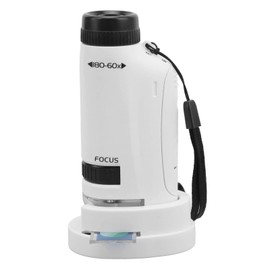 Vbestlife Microscopio de Bolsillo, Pequeño Microscopio de Mano con Redondo 60X a 120X Mini Microscopio de Bolsillo con Luz LED 18ckd7ge