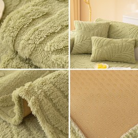 tianxinbaobei Cotton Couch Cover,Faux Fur Couch Cover,Waterproof Couch Cover,Non-Slip Sofa Cover Protective for Pets(Green,36"x70"/3-Seater Sofa Cover)