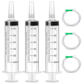 Morocket 3 Pack Syringe 60ml, Large Syringe with Tube, Plastic Syringe, Measuring Syringe with Cap, Individually Packaged Feeding Syringe, Measuring Syringe, Liquid Syringe for Fluid, Scientific Labs