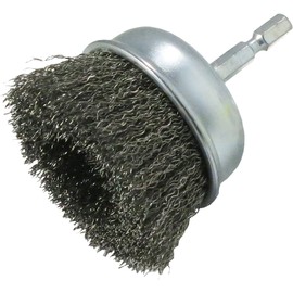 Yanase Cup Brush with Shaft for Impact [0.25 inch (6.35 mm) Axis] Stainless Wire