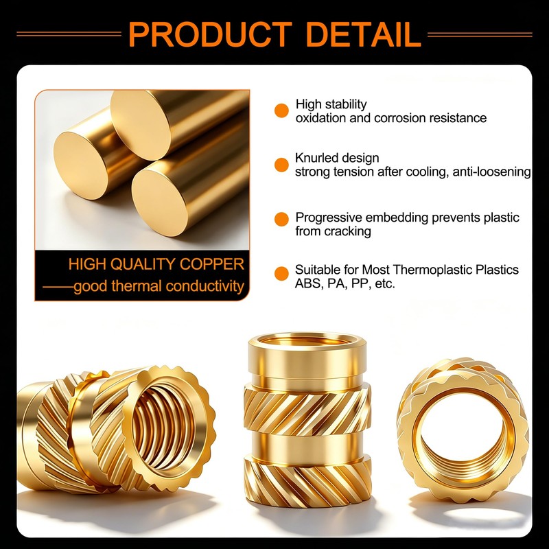 Dianrui 400 PCS Threaded Inserts, M2/ M2.5/ M3/ M4/ M5/