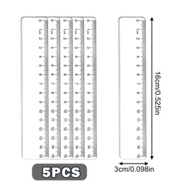 5 PCS Ruler 15mm,Clear Small Rulers for School 15cm,6 Inch Plastic Ruler with Waves,Straight Geometric Ruler Set,Shatterproof Rulers Tool for Student Kids Teacher School Office Teaching