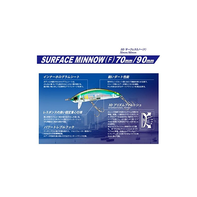 R1215-GHIW 3D Inshore Surface Minnow, Color, Sardine, 90mm 3-1/2"