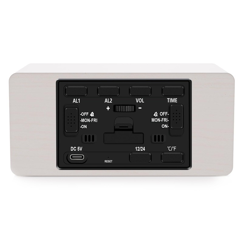 MOSITO Digital Wooden Alarm Clock with Wireless Charging, 0-100% Dimmer,