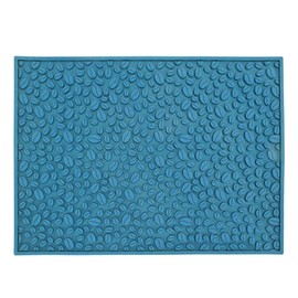 Non Slip Cup Mat Coffee Bean Design Desktop Bar Counter PVC Pad for Water Draining Filtering Blue