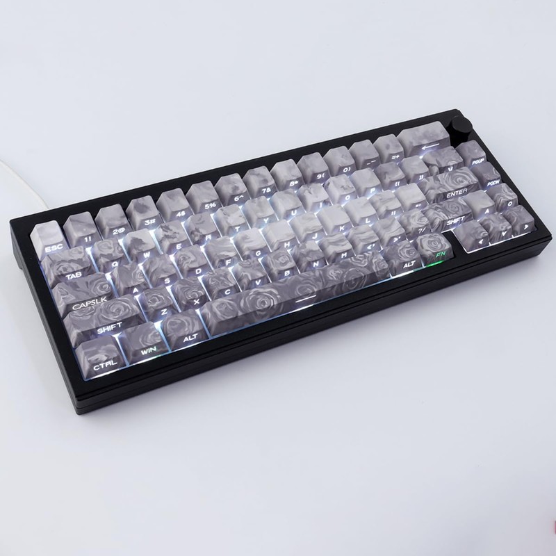 PBT Keycaps 131 Keys Rose Coast Grey Keycaps, Double Shot