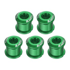 HARFINGTON 5pcs Double Chain Ring Bolts M8 Aluminum Alloy Bicycle Crankset Nuts Chainwheel Screws for Road Bike Mountain Bike, Green