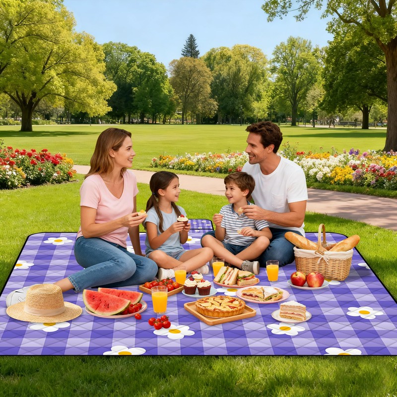 Extra Large Picnic Blanket Waterproof,80"x 80"Foldable Machine Washable Beach Blanket,Outdoor