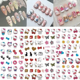 [Overseas] Kitty Nail Sticker Nail Kitty Sticker Children's Nail Sticker New Cross Border E-commerce Kt Goyang Free Size/Me3 22 50ea