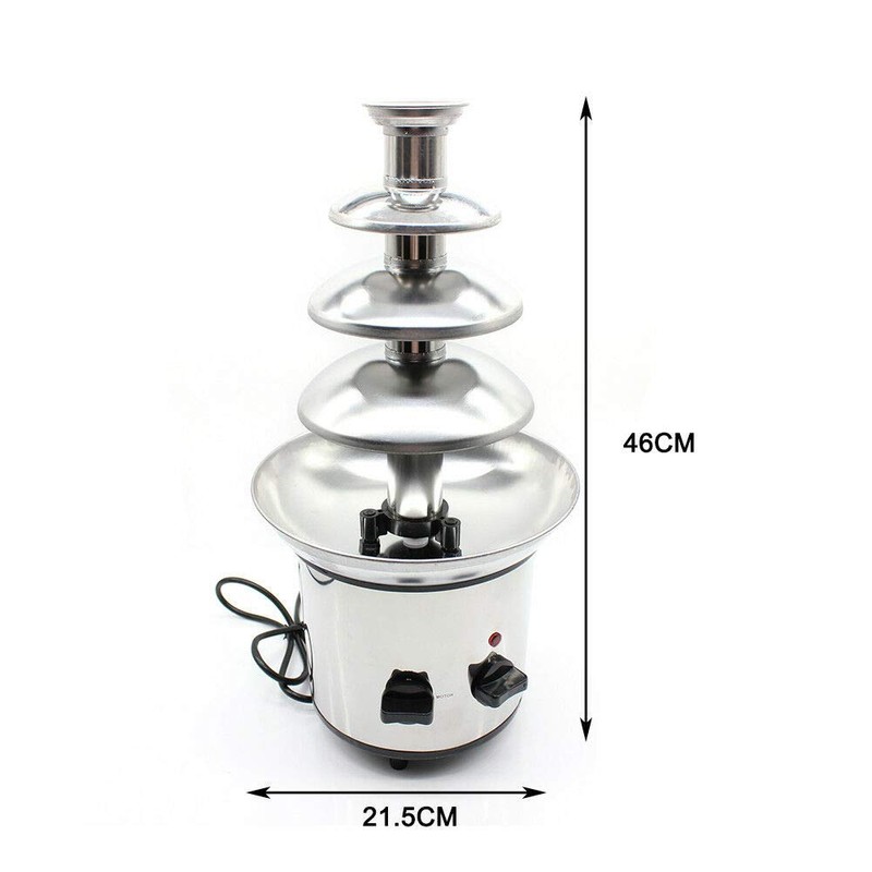 4-tier Electric Chocolate Fondue Fountain, Stainless Steel Chocolate Melting Machine