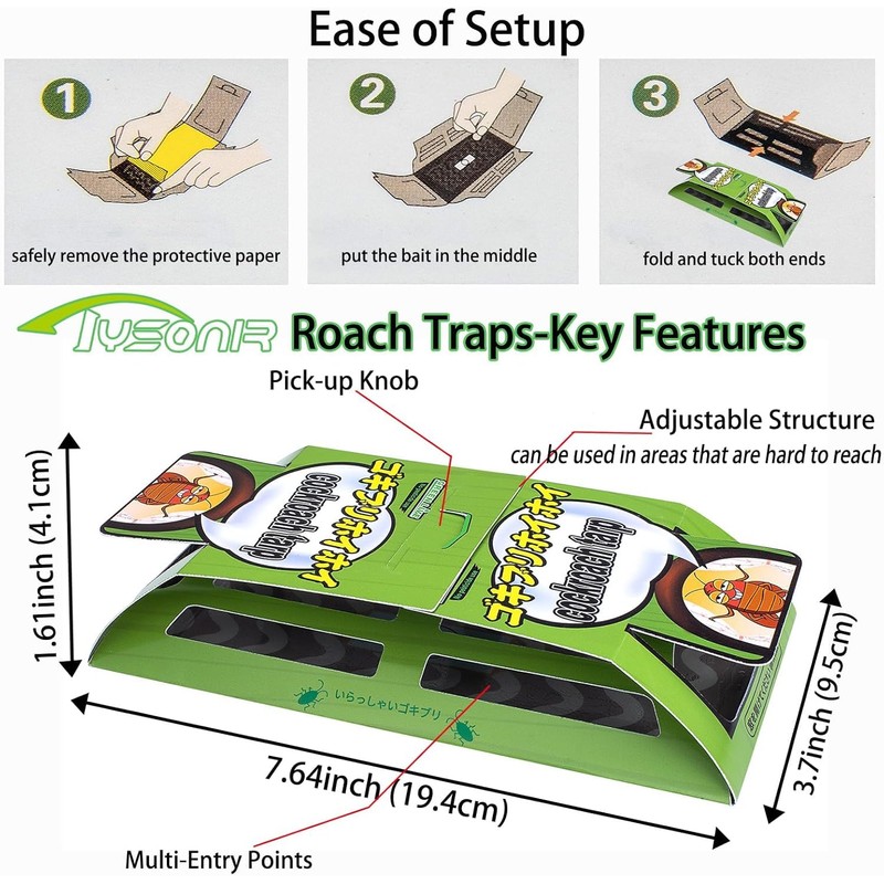 Roach Traps,Baited Glue Traps,Cockroach Trap Pet Friendly(5 apck)