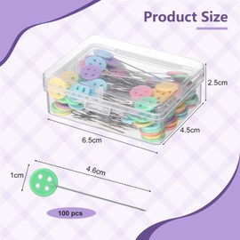 Mynoozi 100Pcs Sewing Pin, Colorful Head Sewing Pins for Crafting Knitting Quilting Pins with a Storage Box, Tailor's Hand Sewing Pin for Crafts Knitting Quilting, Jewelry Decoration