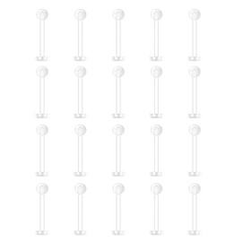 SMLBJUTE Clear Piercing Retainers Earrings Plastic Earrings for Sports Belly Rings Septum Eyebrow Lip Cartilage Tragus Earring Lip Rings Labret Retainers for Work Surgery (20 Pcs 10mm Round Head)