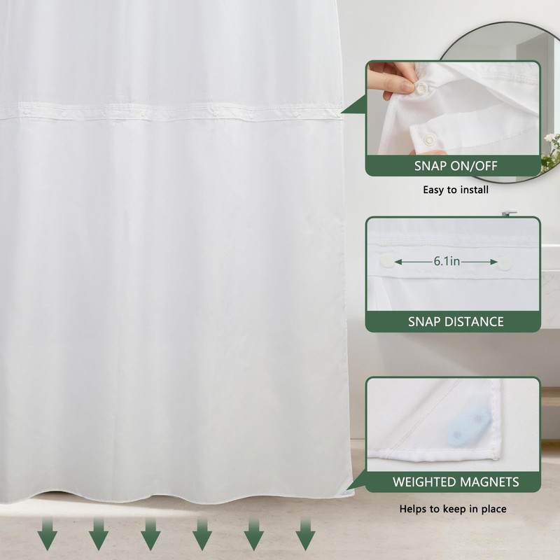 NAEMBCU No Hook Sunflower Shower Curtain with Snap in Liner