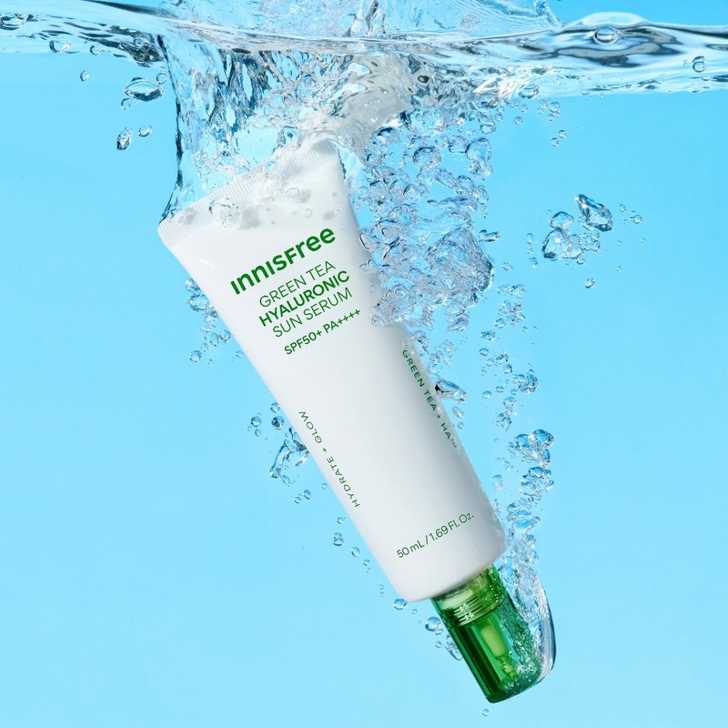 Innisfree Green Tea Hyaluronic Acid Calming Moisture Sun Serum SPF50+