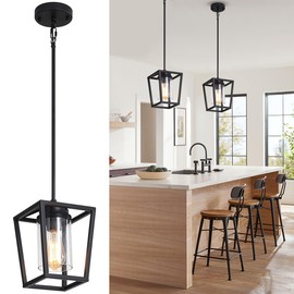 ZSMIHDOH Pendant Lights for Kitchen Island, 2 Pack Modern Black Pendant Lighting Fixtures Set of 2, Kitchen Hanging Light Farmhouse Pendant Light for Hallway, Dining Room, Entryway, Foyer