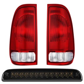 Nilight Tail light + 3rd Third Brake Light Assembly Compatible with 1999 2000 2001 2002 2003 2004 2005 2006 2007 F250 F350 F450 F550 Super Duty Red Taillight with High Mount Brake Rear Cargo Lamp