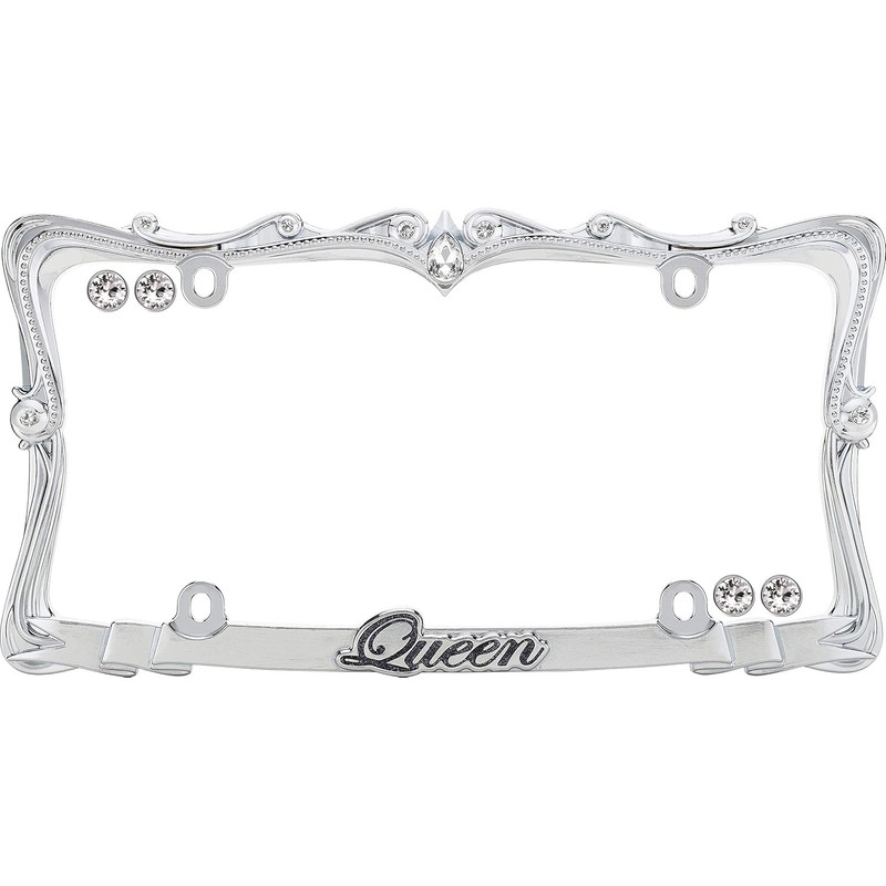 CRUISER ACCESSORIES 22630 Queen License Plate Frame, Chrome/Clear w/Fastener caps