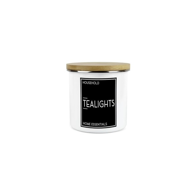 Inverted Minimalist Tealights Storage Canister - Natural Black & White
