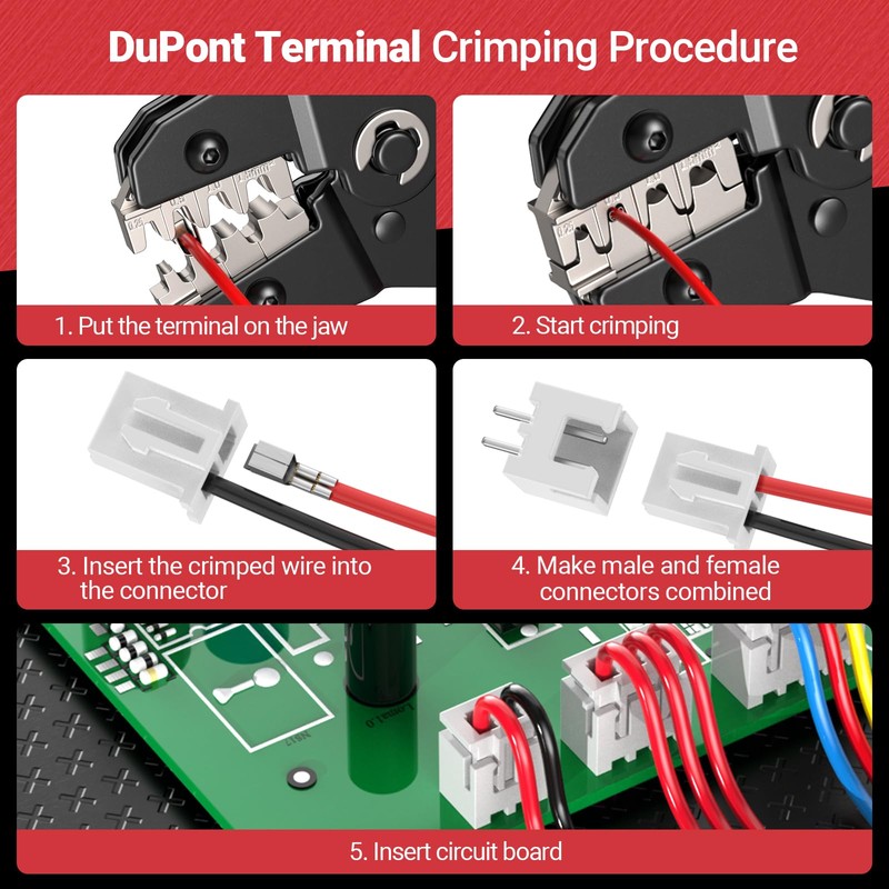 YUWEIC Ratcheting Wire Crimping Tool for AWG 24-16 Open Barrel