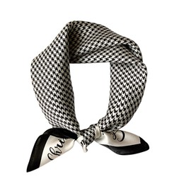 MEISEE 100% Mulberry Silk Scarfs Small Square Scarf 21" x 21" Neck Scarf Breathable Lightweight for Women Gift Packed (23-Black and White)