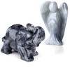 XIANNVXI 2Pcs 2" Crystal Angel Elephant Statue Healing Crystals Labradorite