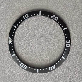 tokeilab Bezel Insert SKX Steel Sunburst Brushed Black, White Fonts C3 PIP Sloped SEIKO