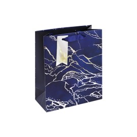 Eurowrap Blue Ocean Marble Birthday Mens Father's Day Occasions Gift Bag with Silver Tag Medium (Blue, M (Pack of 1))