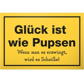 DankeDir! Glück ist wie Pupsen - Sign 30 x 20 cm - Gift Idea Gift Party Decoration Party Decoration Colleagues Friends - Saying Sign Wall Decoration Funny Saying Door Sign Birthday Gift