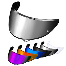 PSLER HJ-34P Visor - HJ-34P Visor Tinted C10 Helmet Visor Pinlock-Ready Face Shield for HJ-34P C10,Deep Silver-Mirrored