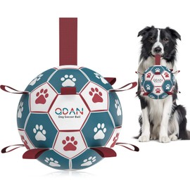 QDAN Premium Dog Balls Toys, Pet Training Soccer Ball with Straps, Puppy Birthday Gifts, Dog Water Toy, Durable Herding Balls for Small Medium Dogs, Pet Toys Puppy Ball (6 Inch)
