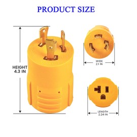 Shore Power Adapter,NEMA L5-30P Male to NEMA 5-15R/5-20R Female RV Generator Adapter, Marine 30 Amp to 110V 15 Amp/120V 20Amp Household Regular Inlet Connector