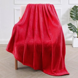 Exclusivo Mezcla Throw Blanket for Couch, Sofa, Settees and Chairs, 127 x 178 CM Flannel Blanket, 300GSM Super Soft Throws, Warm, Cozy, Plush and Lightweight Red Blanket