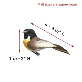 Songbird Clip-On Ornaments - Set of 16 - Assorted Birds with Flocked Bodies Feathered Wings & Tail - Cardinal - Bluebird - Robin - Goldfinch - 4" L