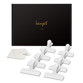 heimzeit Design Sealing Clips for Food Bags, Bags and Documents Made of High-Quality Stainless Steel in White [Pack of 8, 77 x 20 x 30 mm] Coloured Sealing Clips, Strong Spring Force