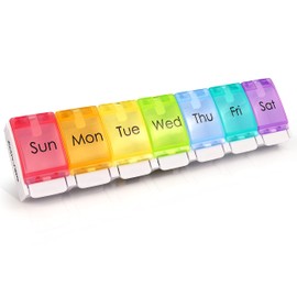 Premium Pill Box Organiser, Food Grade, BPA Free, Travel Pill Boxes, Easy Open Large Compartments, Unique Spring Assisted Open Design Tablets, Vitamins, Medicines