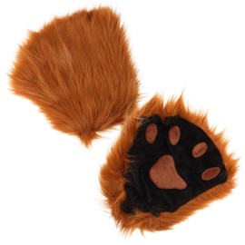 GALPADA Hairy Wolf Claws Gloves - 1 Pair Fingerless Wolf Paw Gloves Furry Faux Fur Animal Fox Cat Paws Gloves Mitten