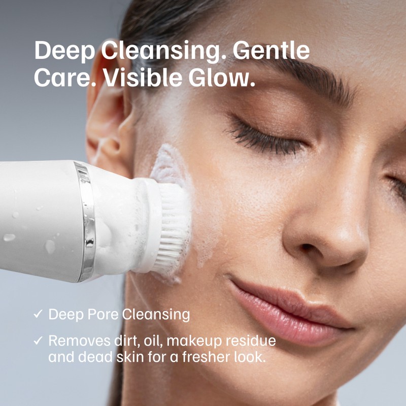 Electric Facial Cleansing Brush with 4 Interchangeable Heads, Rechargeable Face