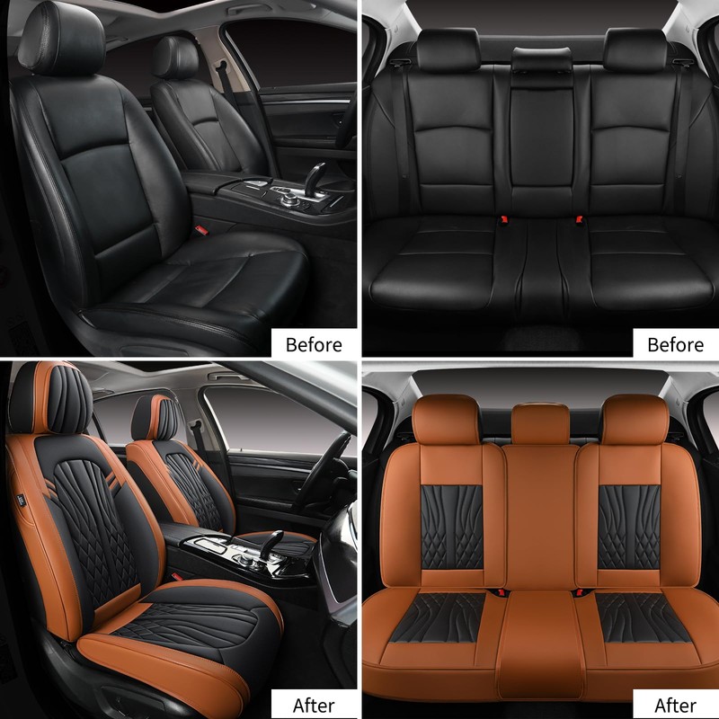 MINGBRON Leather Car Seat Covers,Car Seat Protector Waterproof,Seat Covers Full