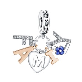 Simphman Family Sister Friends Love 925 Sterling Silver Charms Dangles for Bracelets and Necklaces Gift Jewellery for Women Girls Family and Friends, Cubic Zirconia