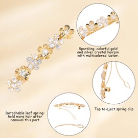 Hotalisona Hair Clips Barrettes Flower Gold Silver Rhinestone Diamond Wedding Bridal Short Cute Hair Clips Barrettes Fashion Accessories for Women Girls Thin Thick Hair