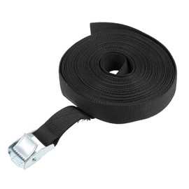 sourcing map 1 x Cam Buckle Tie Down Straps Lashing Straps Load Cap Polypropylene Black 8 m x 25 mm 80 kg for Moving Cargo